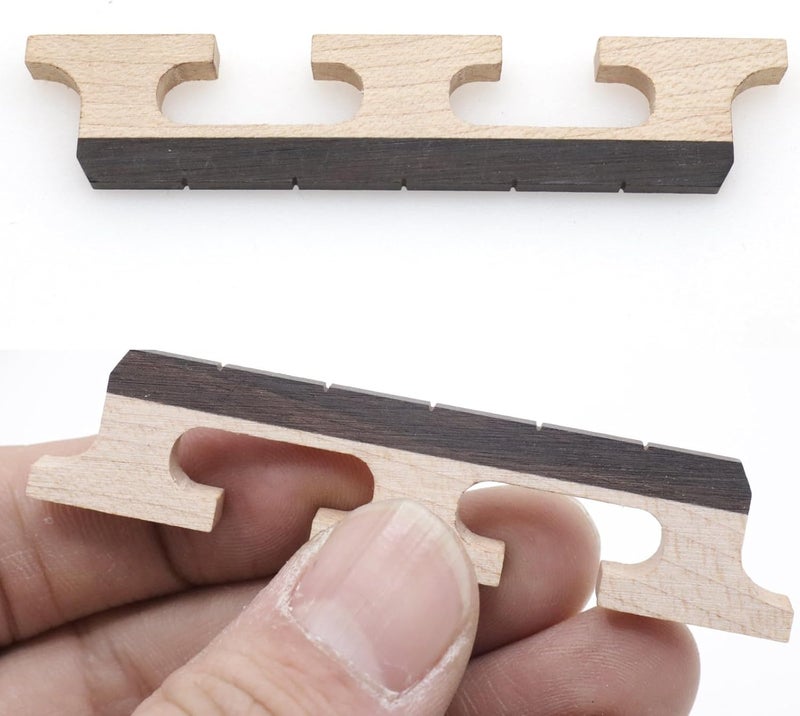 CashBeat 5-String Banjo Bridge - Premium Ebony and Maple Bridge for Banjolele, Universal Fit Banjo Parts Replacement, Enhanced Acoustic Resonance, Pack of 1 - Image 3